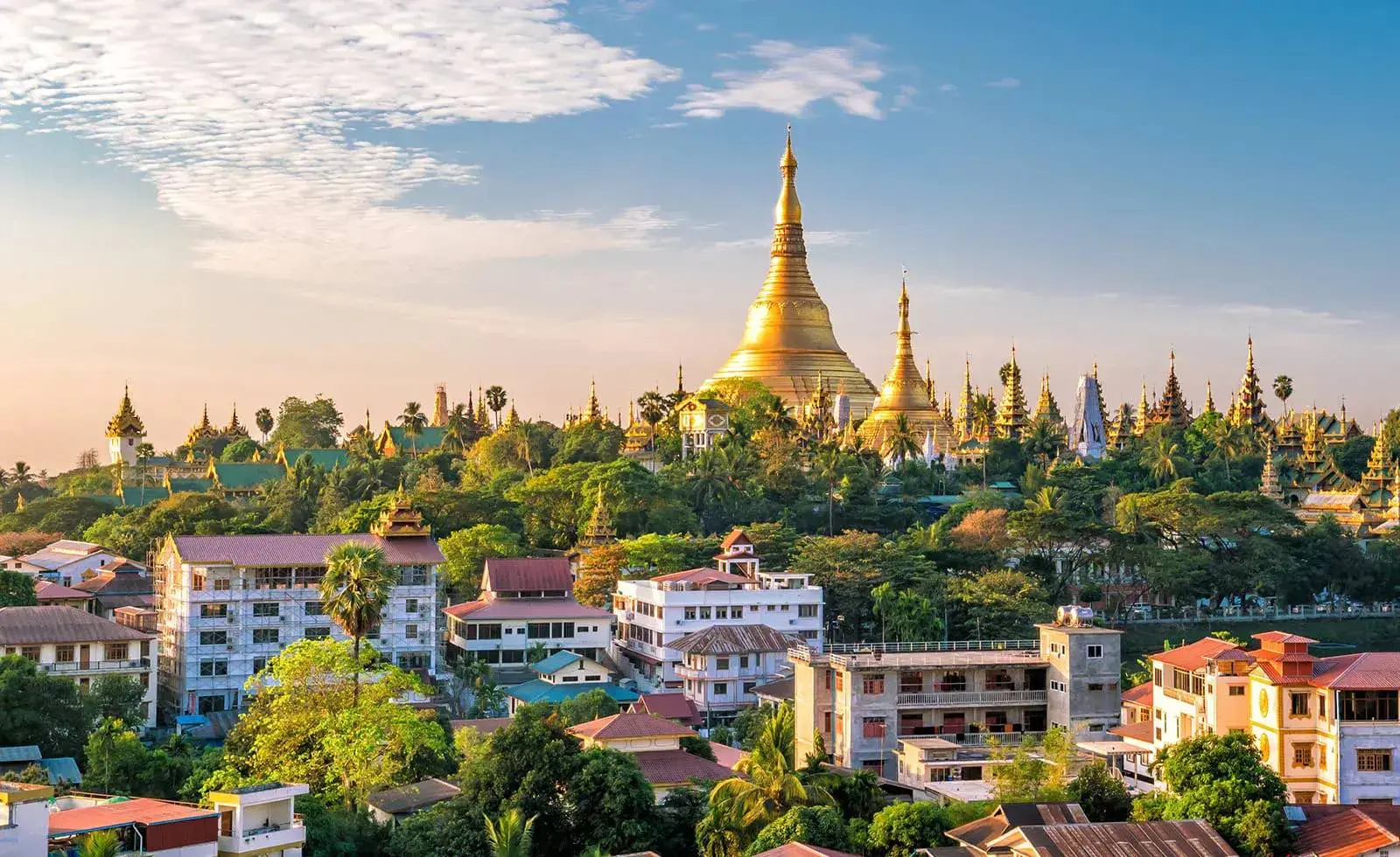 Yangon skyline and Shwedagon Pagoda